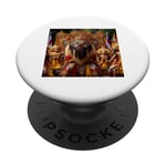 Barong Masque de lion mythologie balinaise Roi des esprits PopSockets PopGrip Adhésif