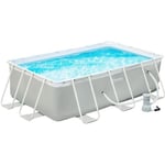 Piscine tubulaire hors sol rectangulaire OUTSUNNY - Filtre à cartouche - 340L x 215l x 80 cm - Gris clair