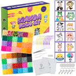 La Manuli Kit Perles à Repasser Mini 2,6mm - 30 000 Pièces, Fusible Perles Bricolage avec Plaques, Accessoires, Motifs Anime - Cadeau DIY pour Enfants, Anniversaire, Noël