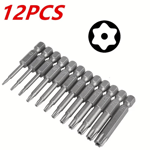 12Pcs Torx Screwdriver Bits Set Hex Security Magnetic Head 1/4" Hex Shank 50mm