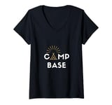 Womens Base camp tent camping side V-Neck T-Shirt