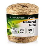 GRÜNTEK Ficelle Grattoir Chat Jute Naturel Corde Chanvre Sisal Griffoir Chat 6 mm Jardinage Déco.1 Rouleaux de Jute 60m