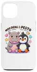 Coque pour iPhone 13 Moo Deng Et Le Bébé Hippopotame Au Pesto Bébé Pingouin