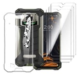 LJSM Case for DOOGEE S88 PRO/Doogee S88 Plus + [3 Pieces] Tempered Film Glass Screen Protector - Transparent Silicone Soft TPU Cover Shell for DOOGEE S88 PRO (6.3") -WM166