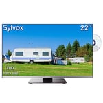 SYLVOX 22 inch RV TV, FHD 1080P 12V Caravan TV with DVD Player Built in, Tuner DVB-C/T2/S2, Digital Audio, HDMI USB, Sleep Timer, FM Radio Function, Small TV for Motorhome, Campervan, Kitchen, Home