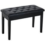 HOMCOM Banquette Tabouret siège pour Piano avec Coffre de Rangement Pied Bois Caoutchouc Assise capitonnée revêtement synthétique Noir