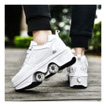 ZXSZX Women And Girls Roller Skates Skateboarding Shoes Kids Shoes With Wheels Skate Shoes Wheels Shoes Sports Shoes Running Shoes Sneakers With Wheels Children,Weiß-39