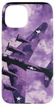 Coque pour iPhone 15 Imprimé animal bohème violet B-17 Flying Fortress Vintage