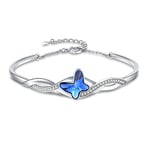 GEORGE · SMITH Bracelet papillon en argent pour femme Bracelets femme en cristal bleu pour maman, épouse, petite amie comme anniversaire, Saint Valentin, cadeau de Noël