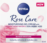 NIVEA Soft Rose 24h Day Cream 50ml, Rose Water, Hyaluron, Light Gel Face Cream
