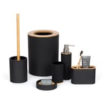 6-Piece Bathroom & Sink Accessory Set with Bamboo Trim