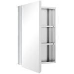 kleankin Armoire Miroir de Salle de Bain en Acier Inoxydable Armoire Murale de Toilette avec 1 Porte Miroir et 2 étagères dim. 39L x 12l x 60H cm