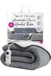 Electric Heated Throw Grey Reversible Fleece Blanket 200 X 130cm