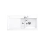 Evier 1 bac et demi avec egouttoir a droite villeroy et boch Subway Pure 60 100 x 51 cm Blanc vidage automatique inclus