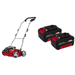 Einhell Power X-Change 36V Cordless Lawn Scarifier - Brushless Motor, 35cm Raking Width & Power X-Change 18V, 4.0Ah Lithium-Ion Battery Twin Pack - 2 x 4,0Ah Batteries