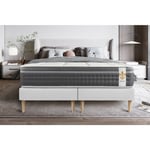 Litier Deluxe - Ensemble matelas sommier Trente 180 x 200 cm - Couleur : Blanc