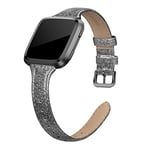 EDIMENS Genuine Leather Strap Compatible with Fitbit Versa 2 / Fitbit Versa Lite & SE/Fitbit Versa, Slim Thin Replacement Leather Strap for Versa Women Men, Black, Champagne, Rose Gold, Tan