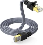 Câble Ethernet Cat 7, Cable RJ45 Haut Débit 10Gbps 600MHz Cable Réseau Plat Nylon Câble Internet STP LAN Câble Compatible avec Routeur Modem Switch TV Box PC PS4/PS5 Consoles de Jeux(1m.[G143]