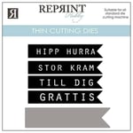 Reprint Dies - Set Med Grattis Banner Och Bakgrund