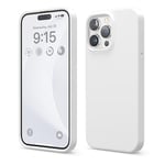 elago Liquid Silicone Case Compatible with iPhone 15 Pro Max, Premium Quality, Full Body Protection Case [4-Layer Shockproof Structure], Soft Microfiber Lining Anti-Scratch (White)