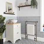 Meuble lavabo rétro – 64,5 cm – Blanc antique – Choix de vasque et de finition des poignées – Thornton