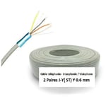 50 m Câble téléphonie-Interphonie-Visiophone 2 paires j-y ( st )y 0.6 mm²