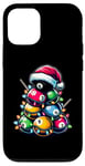 Coque pour iPhone 12/12 Pro Queue de billard en poils de boule de billard Chapeau de Noël