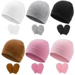 DRESHOW Bonnets de Naissance et Moufles de Protection Bébé Gants Bonnet Nouveau-né Bambin Doux Mignon Tricoté Chapeau 0-6 Mois, Taille unique