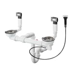 hansgrohe D15-11 Garniture de vidage automatique pour double cuve, acier inoxydable, 43932800