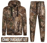 Mens Camo Tracksuit Thick Warm Cuffed Camouflage Jungle Brown Hoodie Bottoms Set