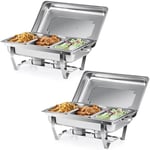 Wilprep Lot de 2 Chafing Dish Buffet 9L GN1/3 Buffets Chauffants Chauffe Plat Cadres Pliables en Acier Inoxydable Alimentaire pour Restaurants Fêtes Buffets Dîners Banquets (Lot de 2-3×GN1/3)