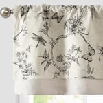 TOPICK Valance - Rideau de cuisine court en lin - Double couche - Court - Ferme - Papillon - Petite fenêtre - Filtre la lumière - Pour cuisine - 1 panneau - Noir - 125 x 40 cm (l x H)