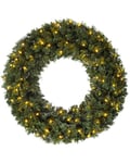 WeRChristmas Pre-Lit Majestic Wreath, Multi Function, 100 Warm White LED Lights, Green, 1 Metre, 100cm