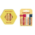 Coffret Burt's Bees Trois baumes - 1 baume lèvres cire d’abeille, vitamine E et menthe poivrée, 1 x baume à lèvres au miel et 1 baume à lèvres à la grenade & Les Meilleurs Baumes Multipack 4 Pièces