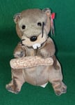 BNWT! RETIRED! TY BEANIE BABIES - LUMBERJACK THE BEAVER - D.O.B. MARCH 22ND 2003