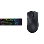 Razer DeathStalker V2 Pro - Wireless Low-Profile Optical Gaming Keyboard UK Layout | Black & DeathAdder V3 Pro, Lightweight Wireless Ergonomic Esports Mouse Black (RZ01-04630100-R3G1)