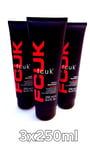 FCUK Sport Hair Body Wash Shower Gel Men 3 x 250ml