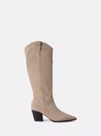 Mint Velvet Cream Suede Cowboy Long Boots, Taupe