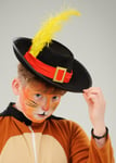 Kids Size Puss in Boots Hat with Feather Childrens Book Character Fancy Dress