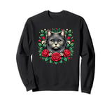 Roses Flowers York Chocolate Cat Sweatshirt