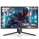 KOORUI Ecran Gaming 27 Pouces QHD 144 Hz, 1ms, DCI-P3 90% Ecran Gamer, Adaptive Sync G-Sync écrans PC, 2560x1440, HDMI, DisplayPort