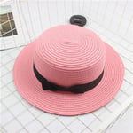 AOXQ Women's summer hat sun hat women's fashion flat brim hat women casual sun hat straw hat-pink_child_size_51-54cm