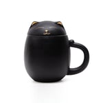 Ceramic Cup Smooth Frosted Porcelain Mug, Coffee Mugs, Tea Cup, for Office and Home, Health Gift, Maximum Capacity 400ml-Black Cat_301-400ml