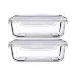 Freska 2pc 1520ml Borosilicate Glass Lunch Box Food Container Airtight Lid Set