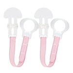 MAM Soother Clips, Pack of 2, Baby Soother Chain Fits All MAM Soothers, Newborn Essentials, Clear Pink (Soothers Not Included)