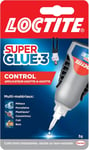 Super Glue-3 Control, Colle instantanée surpuissante avec débit contrôlé, Colle universelle pour la plupart des matériaux, colle liquide dans un flacon anti choc de 3 g