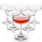 FAWLES Crystal Coupe Glasses, Set of 6, 220ml, Modern Short Stem Design, Clear Cocktail Glasses Sets Perfect for Drinking Champagne, Sweet Wine