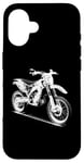 Coque pour iPhone 16 Dirt Bike 3D Wireframe – Vintage Moto Lover