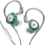 Kz Edx Pro Ecouteurs Intra-Auriculaires Filaires Iem Dual Dd Hifi Stereo Suppression Du Bruit Cyan Avec Micro