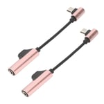 2st Typ C till 3,5 mm Hörlursadapterkabel 2 i 1 Funktionell Böjbar Hörlursadapter för Typ C Telefon Surfplatta PC Rosa